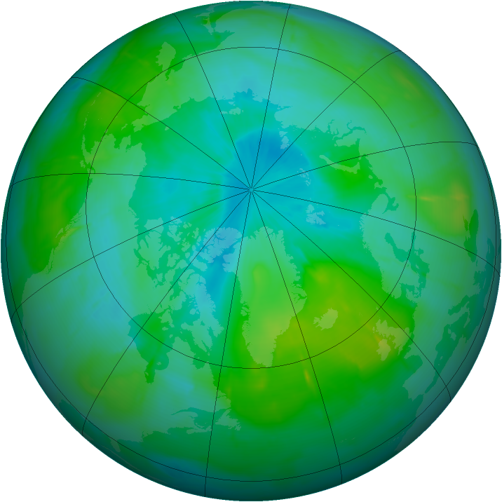 Arctic ozone map for 21 August 2009
